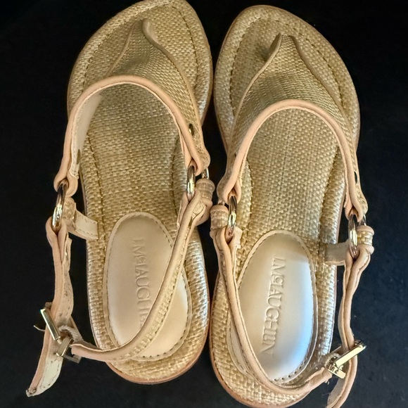 J. McLaughlin Nolita Tan T-Strap Sandals with Woven Design - Picture 5 of 8